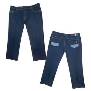 Rocawear Classic Fit Raw Dark Denim Jeans  Sz‎ 48 Y2k Hip Hop Pockets Roca Wear